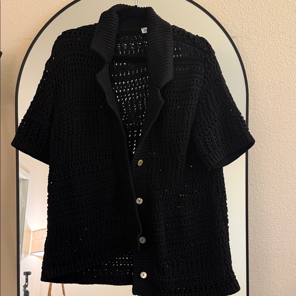 Zara Black Short Sleeve Cardigan